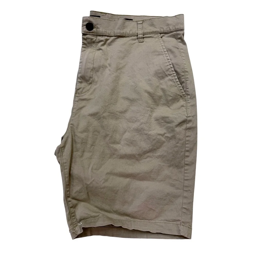 Kenneth Cole New York Chino Shorts Mens 38 Khaki Excellent Slim Fit Stretch
